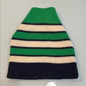 Vintage  Green and Navy Knit wool ski hat ? Smiley St Patrick’s Day